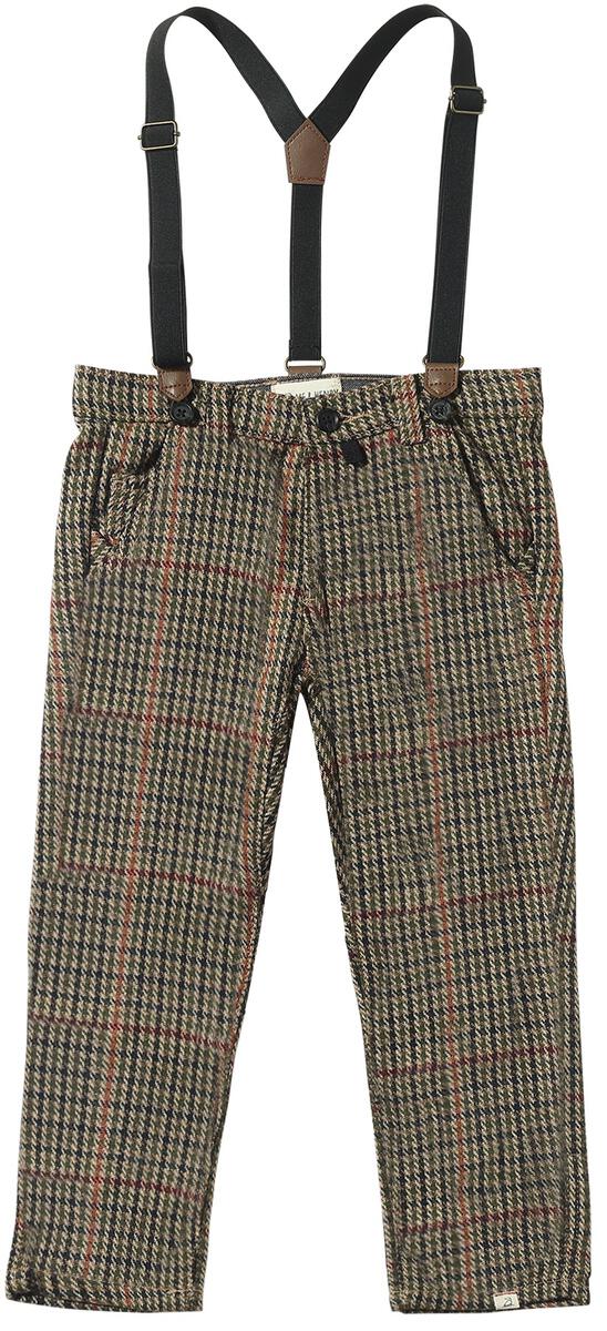 Marcus Pants with Braces, Brown Chunky Houndstooth