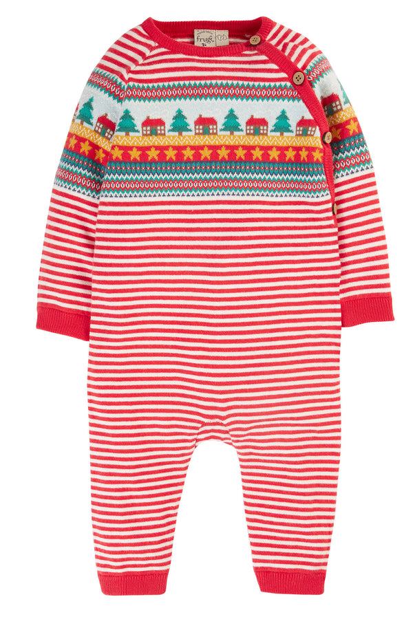 Lumi Knitted Romper, Fairisle Christmas Stripe