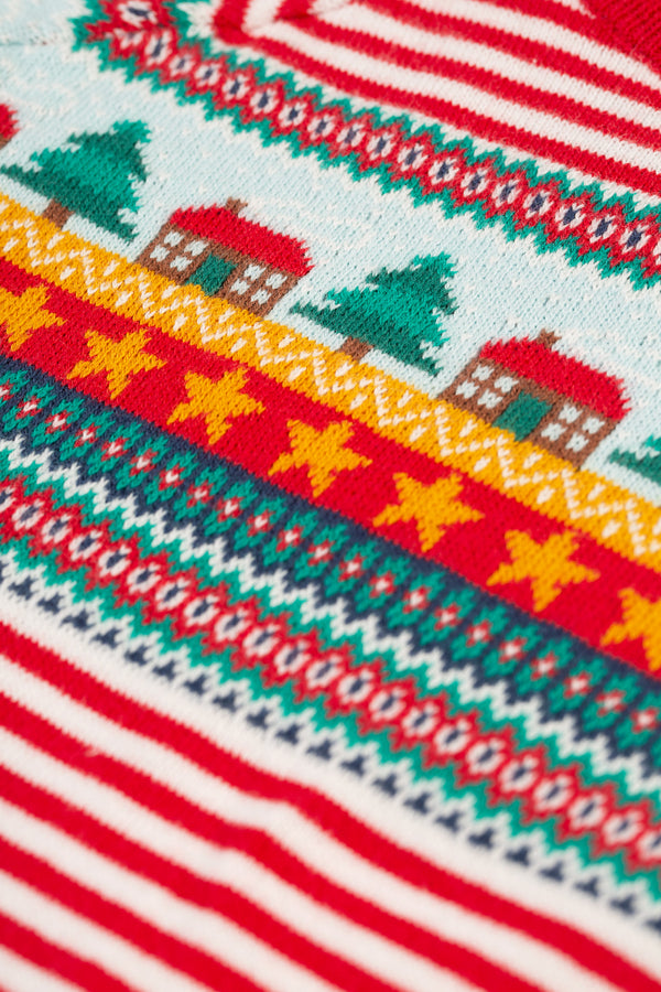 Lumi Knitted Romper, Fairisle Christmas Stripe