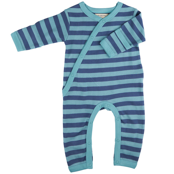 Kimono Romper Breton Stripe - Night Blue/Azure