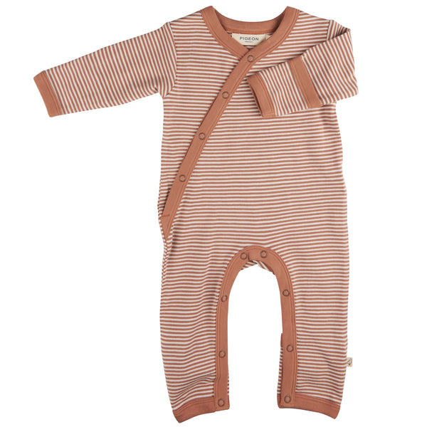 Kimono Romper Fine Stripe, Macaroon