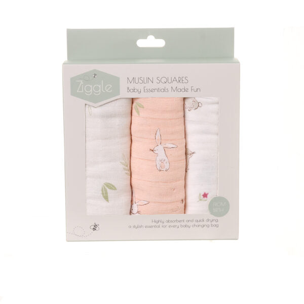 Bunnies Muslin Squares 3pk