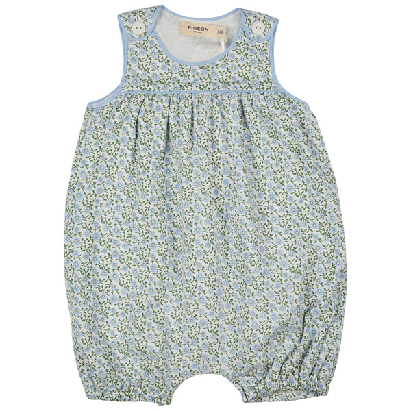 Baby Playsuit, Ditsy Blue