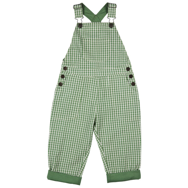 Worker Dungarees (seersucker check), Green