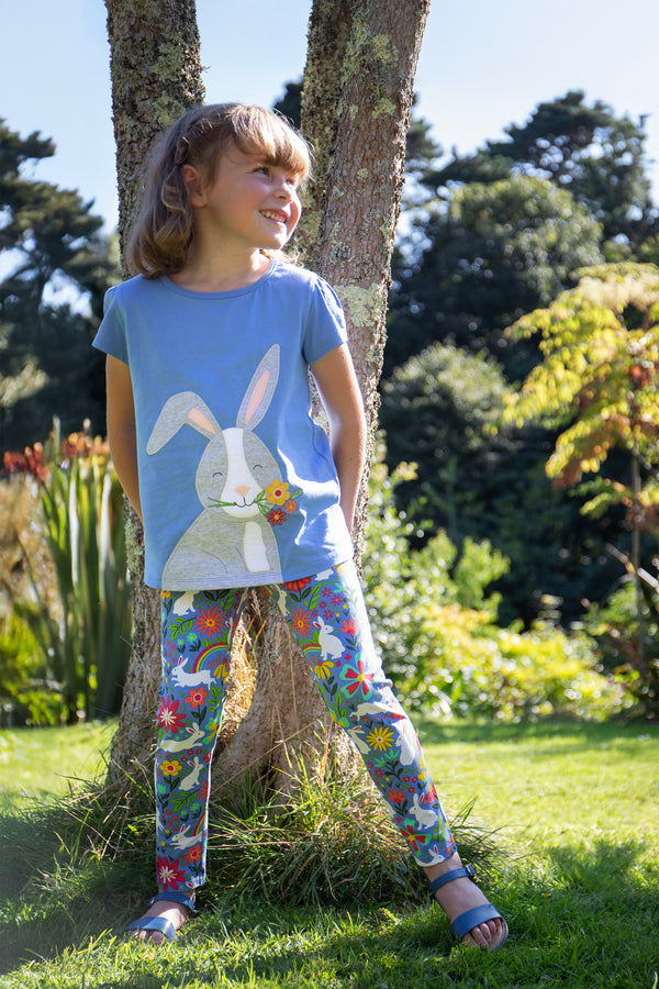 Cassia Applique T-Shirt, Cornflower/Rabbit