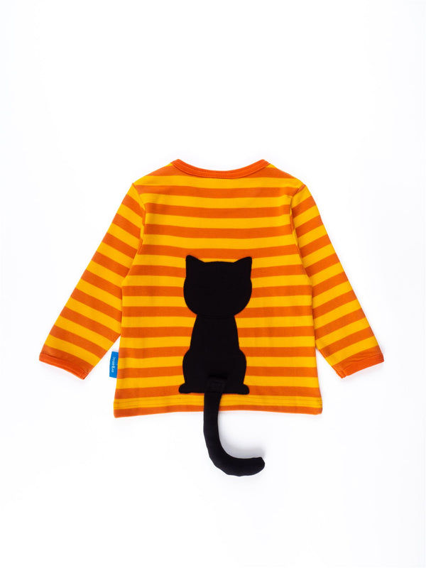 Organic Black Cat Applique Top (padded detachable tail)