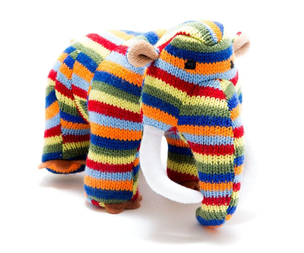 Mini Rainbow Stripe Woolly Mammoth Rattle