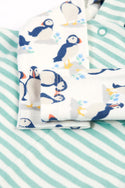 Footed Dungaree Baby Gift Set, Puffin Pals/Moss Stripe