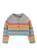 Bright as a Button Cardi, Grey Marl Stripe