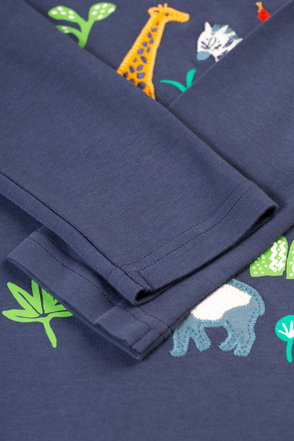 Campfire Hooded Top, Navy Blue/Go Wild Animals