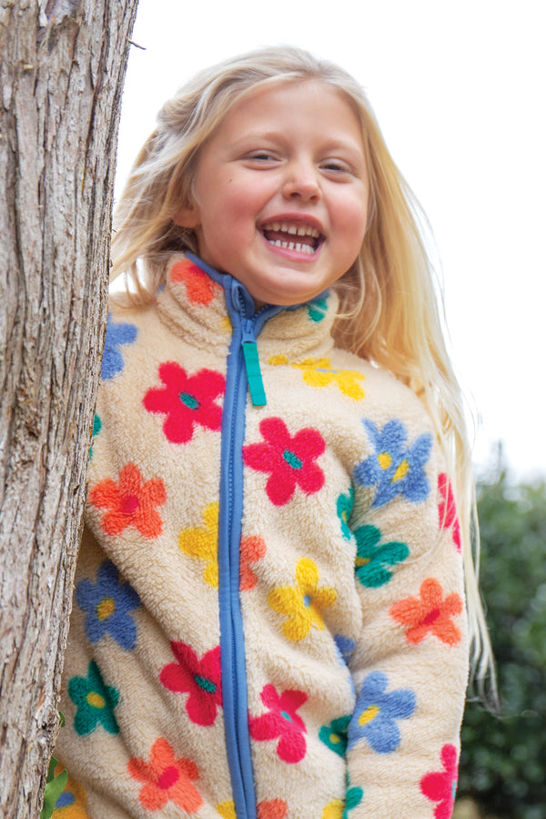 Zipped Ted Fleece Jacket, Flower Pop