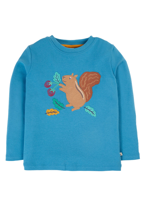 Adventure Applique Top, Deep Water/Squirrel