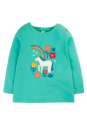 Anna Applique Top, Pacific Aqua Horse