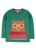 Terrific Applique Top, Teal/Fairisle Bear