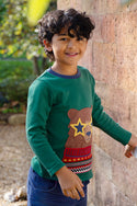 Terrific Applique Top, Teal/Fairisle Bear