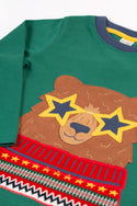 Terrific Applique Top, Teal/Fairisle Bear