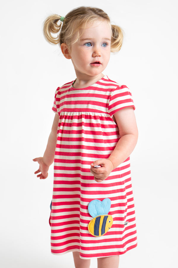 Little Layla Dress, Watermelon Stripe/Ladybird