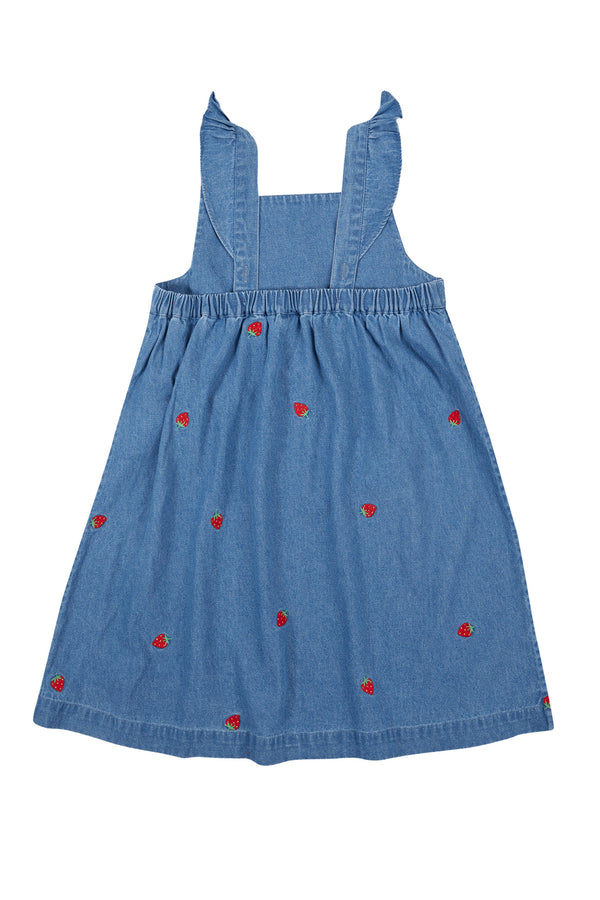 Willa Dress, Denim/Strawberry