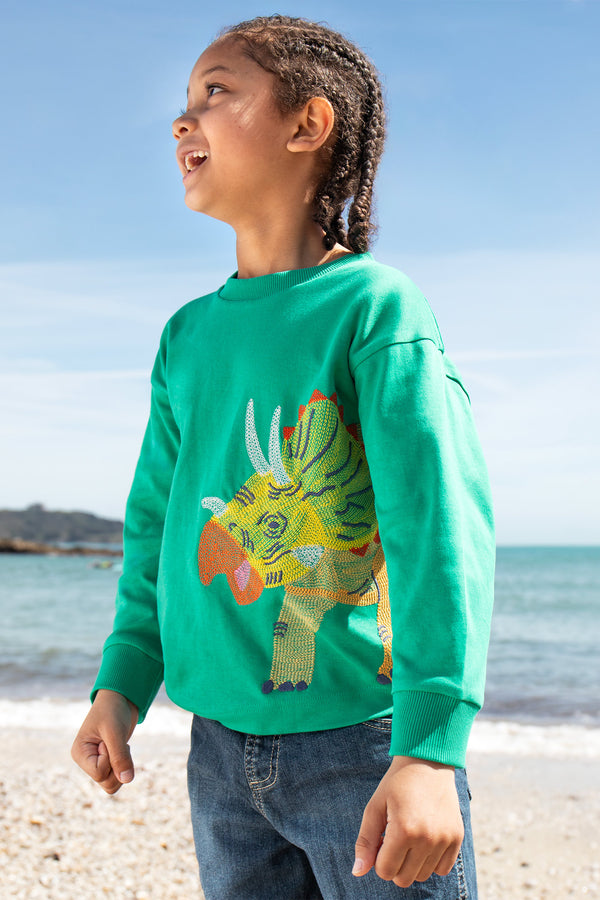 Owen Embroidered Top, Iguana/Triceratops