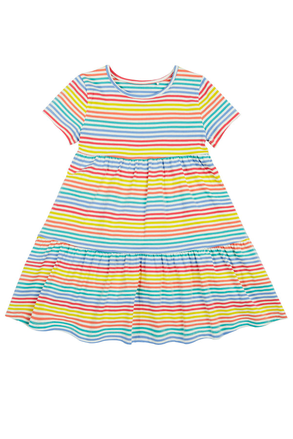 Lucy Dress, Cornflower Rainbow Stripe