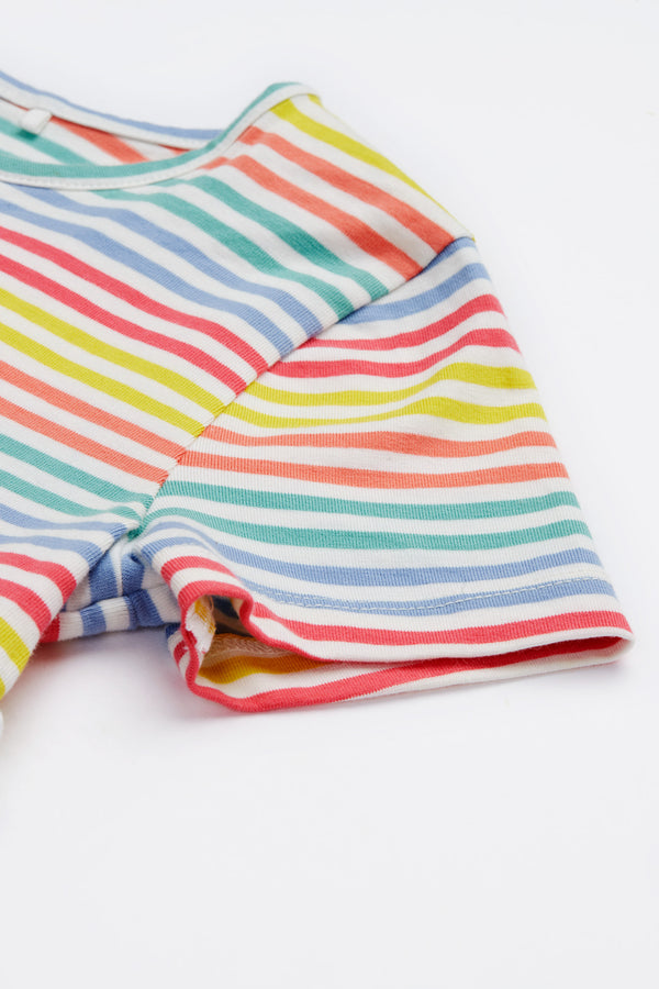 Lucy Dress, Cornflower Rainbow Stripe