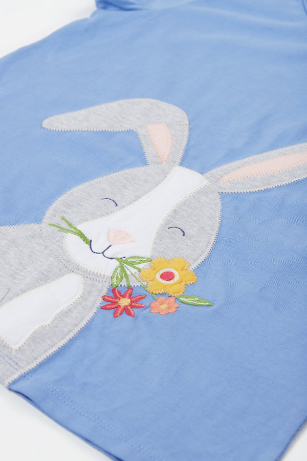 Cassia Applique T-Shirt, Cornflower/Rabbit