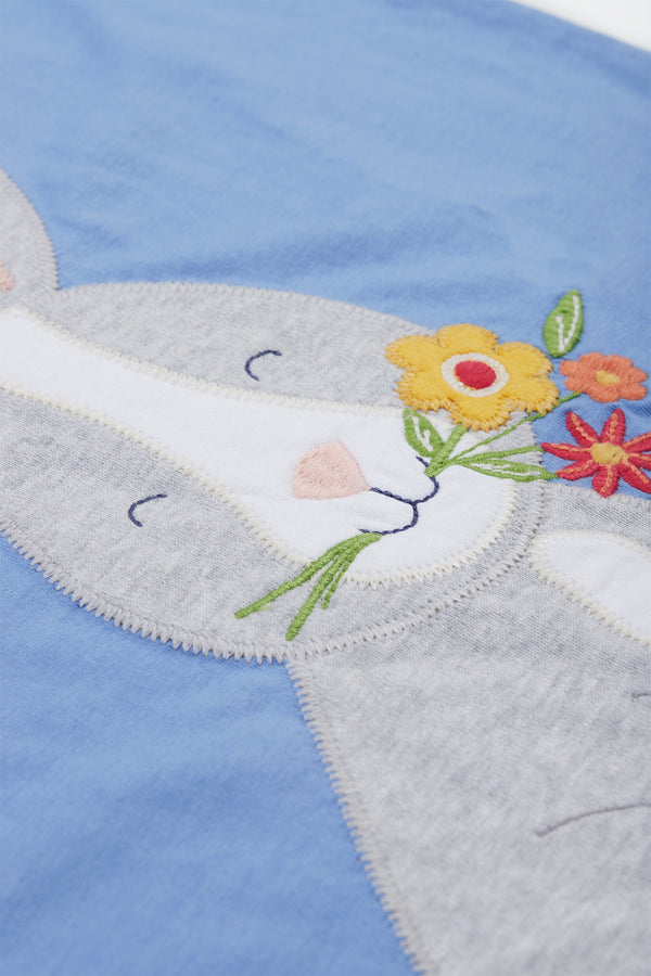 Cassia Applique T-Shirt, Cornflower/Rabbit