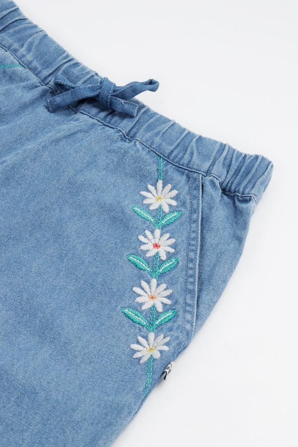 Eleanor Denim Culottes, Denim/Flowers