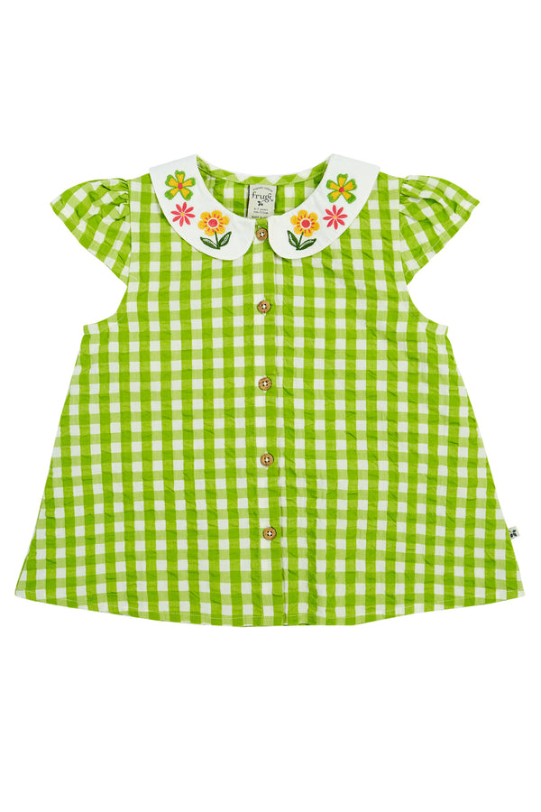 Alda Collared Top, Macaw Gingham/Flowers