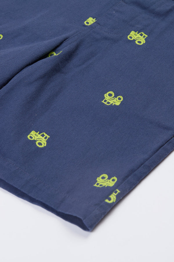 Bryn Embroidered Shorts, Navy Blue/Tractor