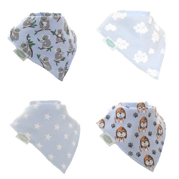 Cuddly Blues 4pk Bandana Bibs