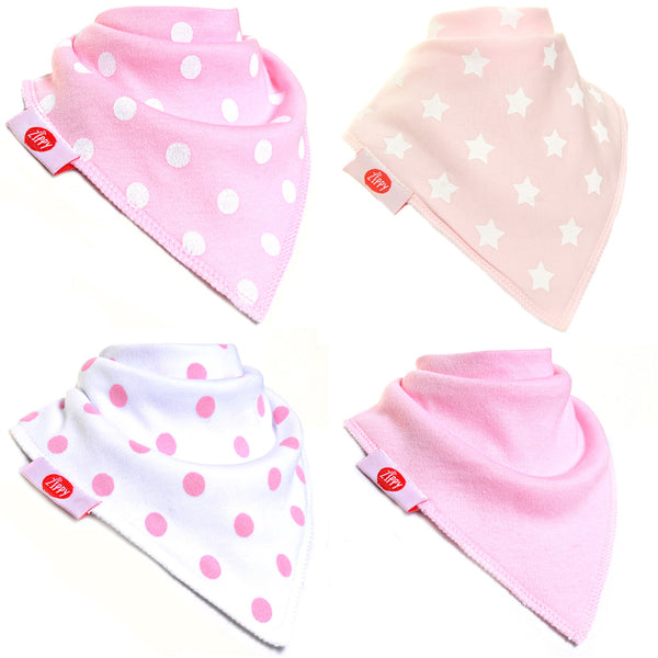 Baby Pink/White 4pk Bandana Dribble Bibs