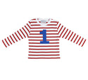 Red & White Breton Striped Number 1 T Shirt